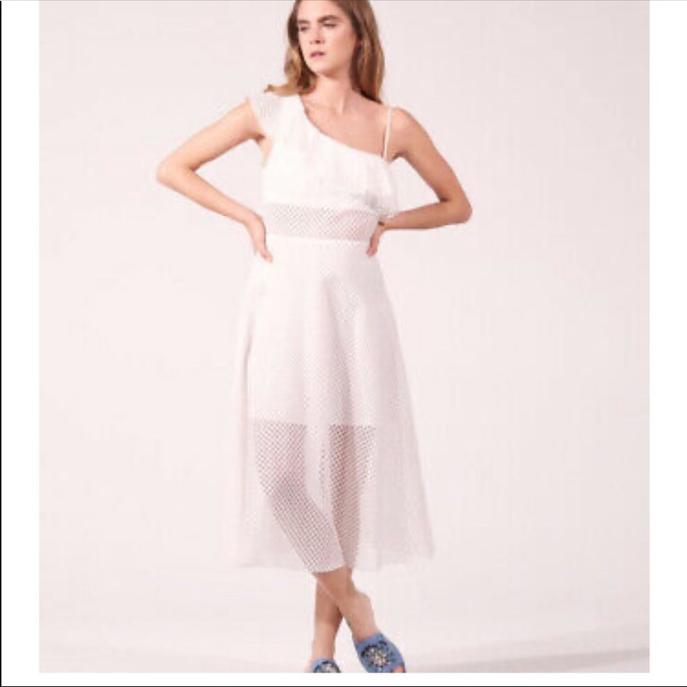 Sandro Clom White Lace One Shoulder Dress b3b